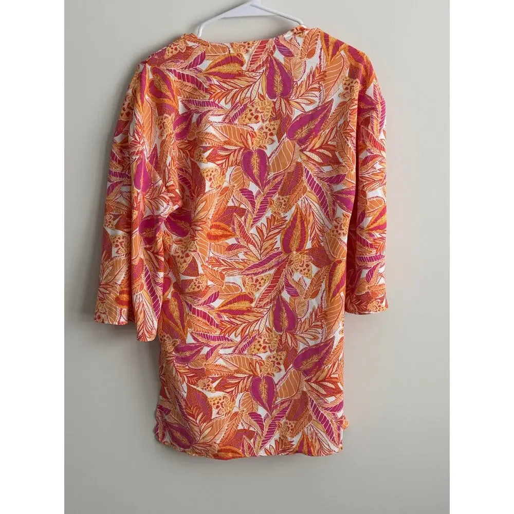 Hippie Rose Leaf Print Duster Cardigan XS Open Front Boho NWT